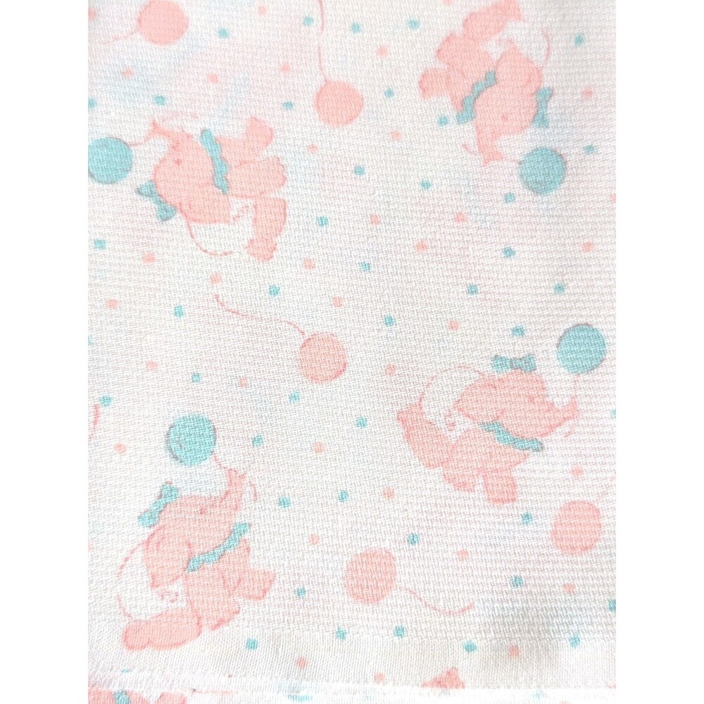 VTG Nursery Baby Print Fabric Pink Elephants Balloons Dots 50s 60s Look 1yd x44"